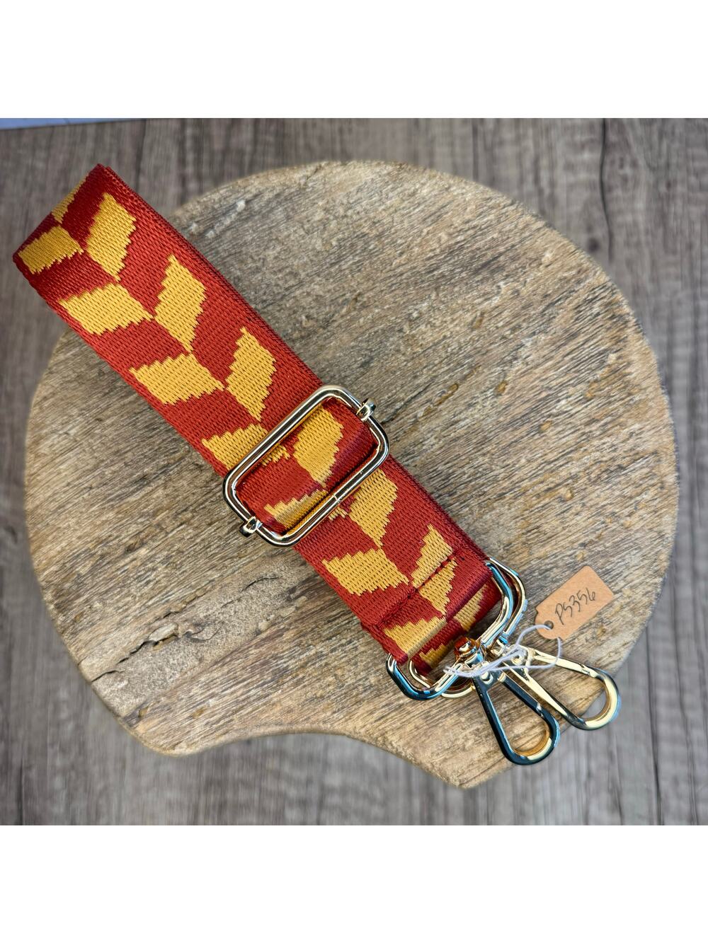Gold Red Striped Purse Strap Neutral Crossbody Bag Strap Guitar Strap NEW